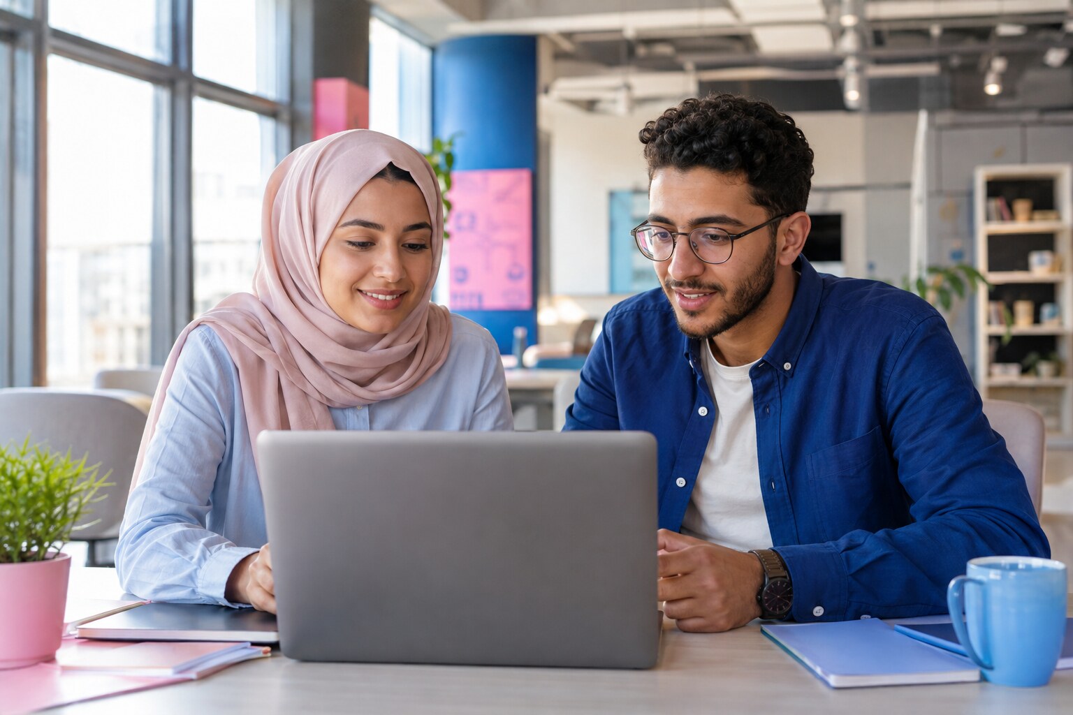 Two Egyptian career members exploring jobs and online courses