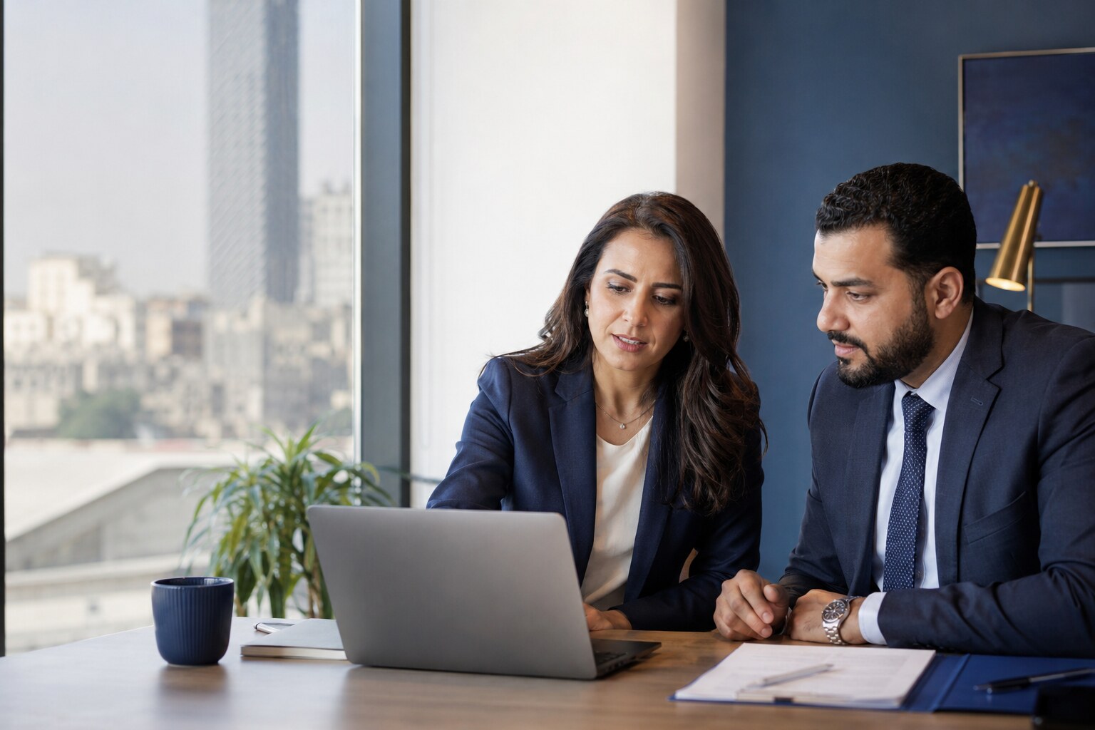 Egyptian employer and HR manager reviewing talent